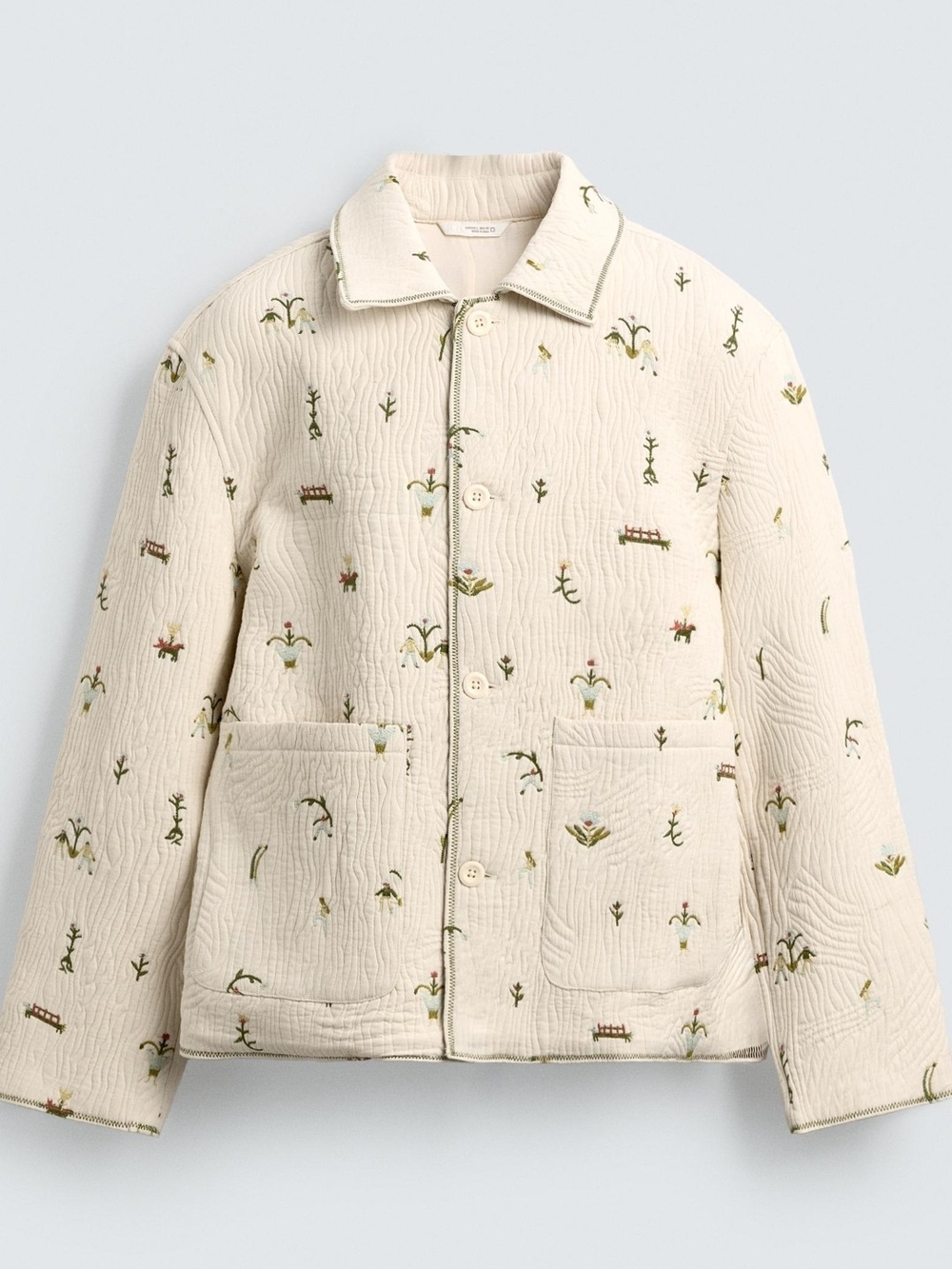 Zara Floral Embroidered Jacquard Jacket
